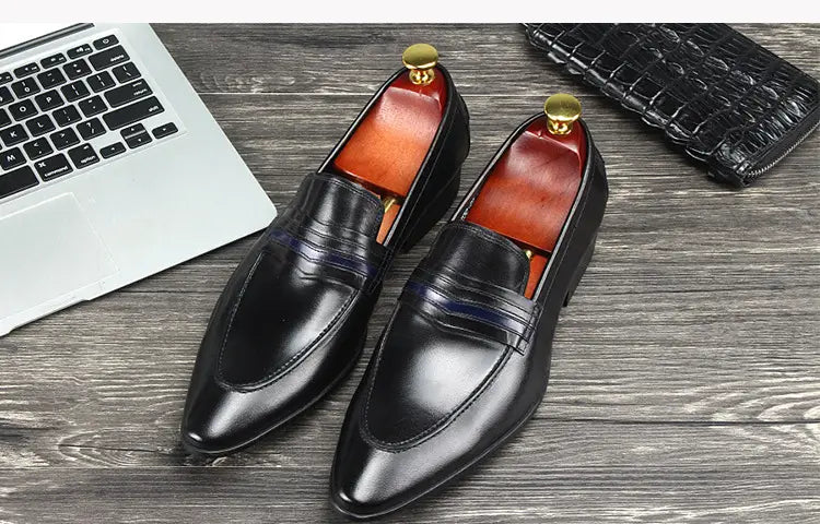 Shallow mouth men’s shoes leather shoes