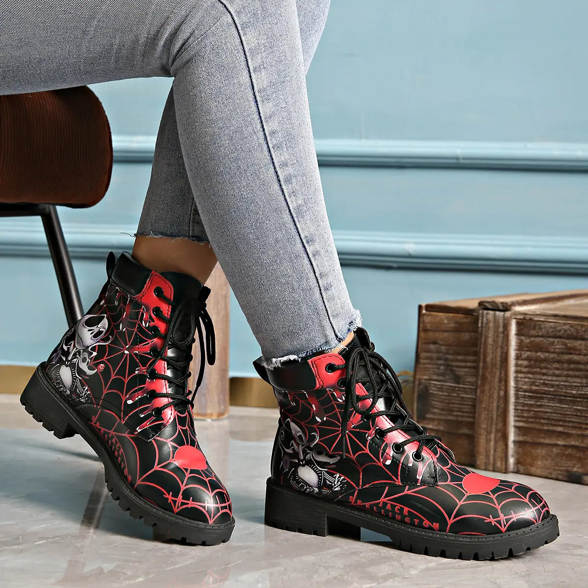 Printed short boots for women