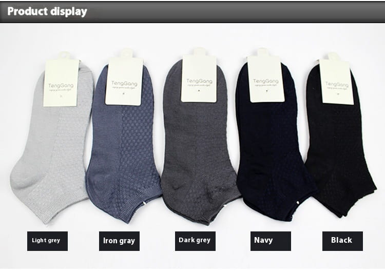 Bamboo Fiber Casual Men’s Low Cut Short Four Seasons Socks