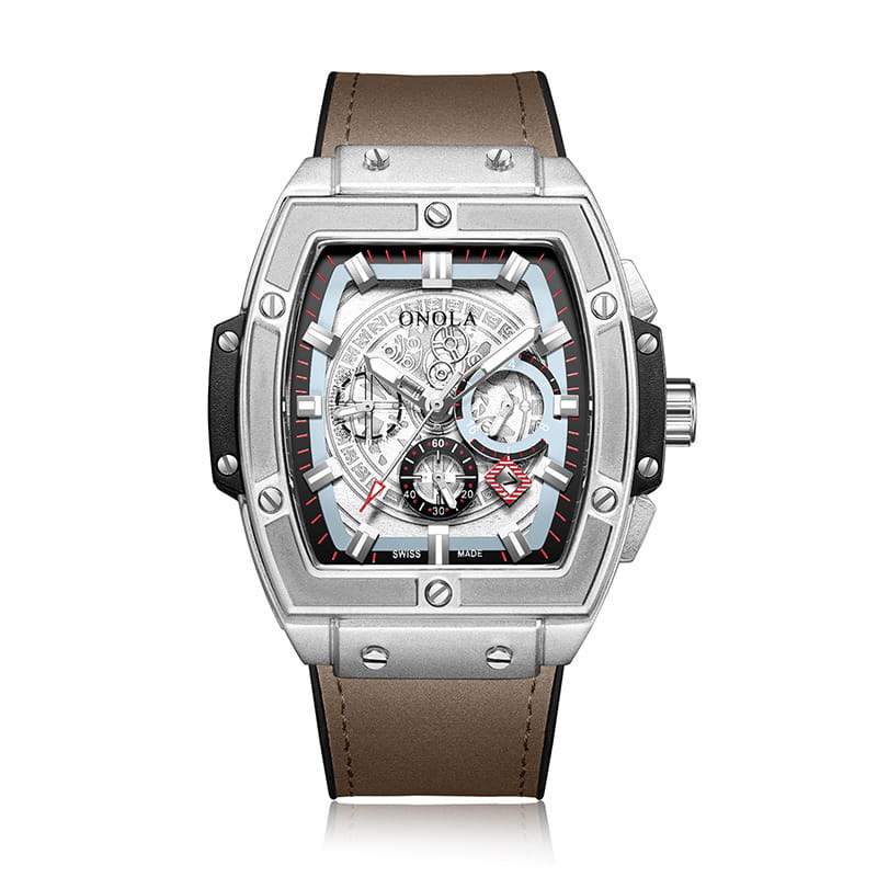 Barrel-shaped multi-function quartz men’s watch