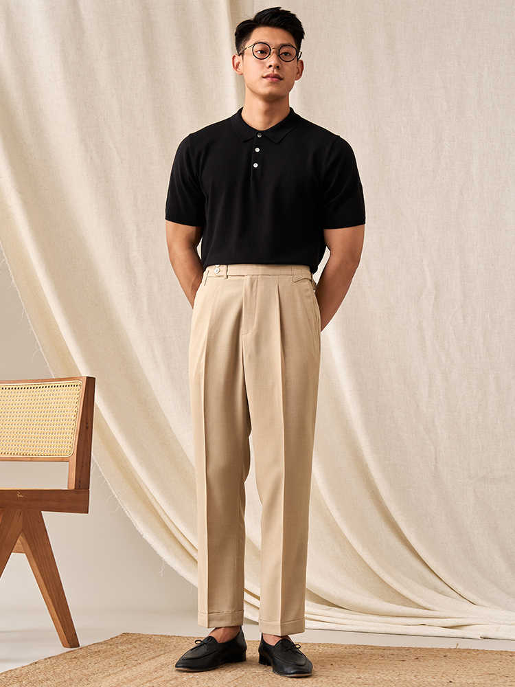 New Men’s Belt Skinny Casual Suit Pants