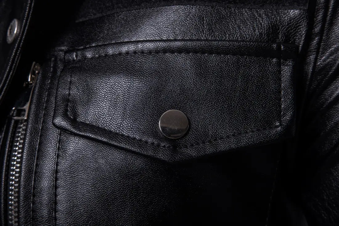 Stand-up Collar men’s Leather Jacket