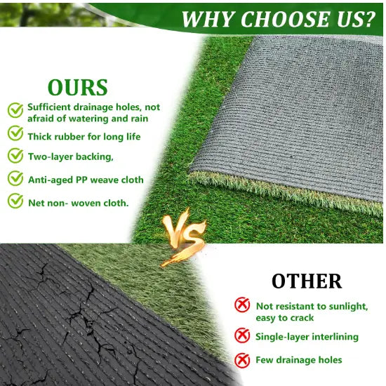 Thick Realistic Fake Grass Roll Decor Patio Balcony Garden Lawn