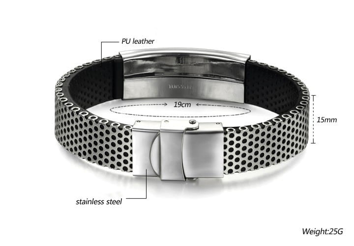 Men’s titanium leather bracelet