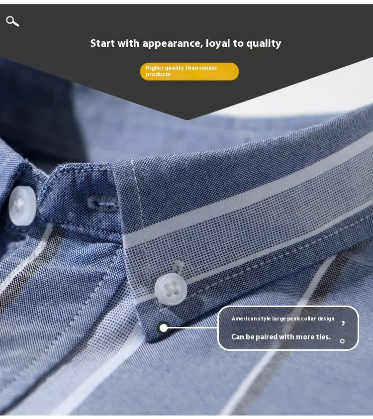 Striped Cotton Oxford Anti-wrinkle Casual Shirt For Men