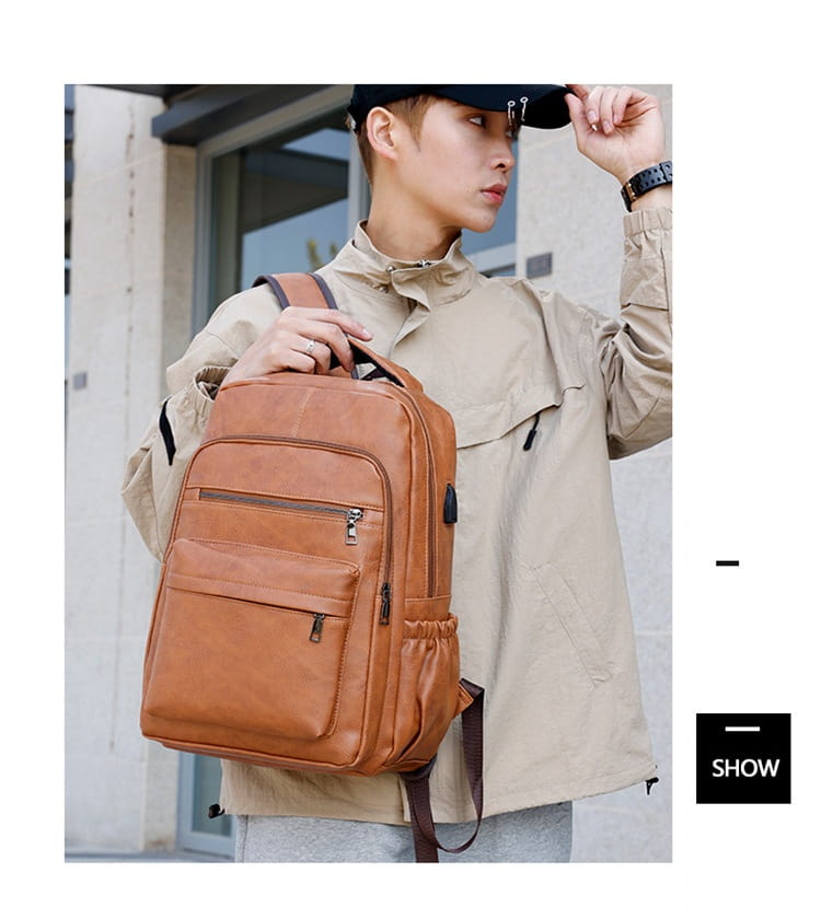 Multi-functional Retro Leather Backpack