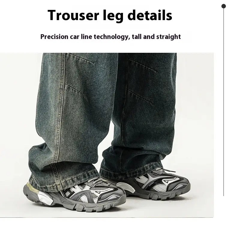 Men’s American Retro Washed Workwear Jeans