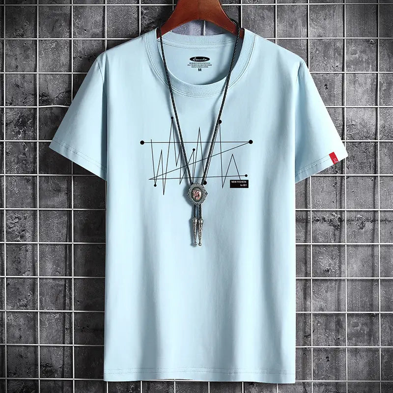 Round Neck Cotton Loose Plus Size Short Sleeve Men