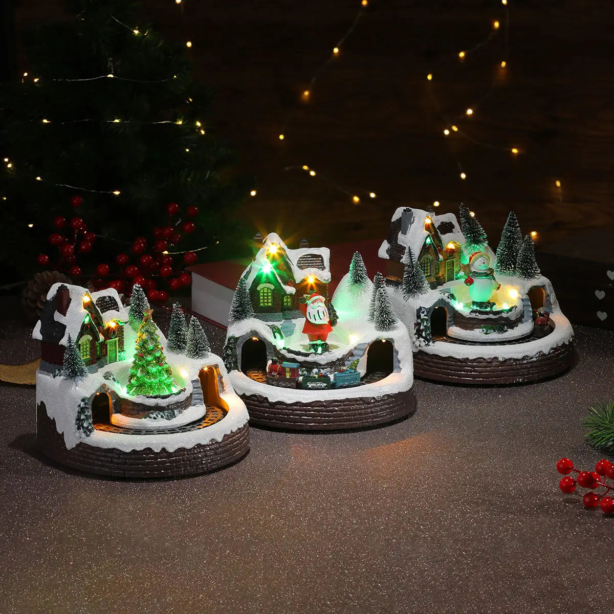 Christmas Rotating Resin Luminous Music Box Ornaments