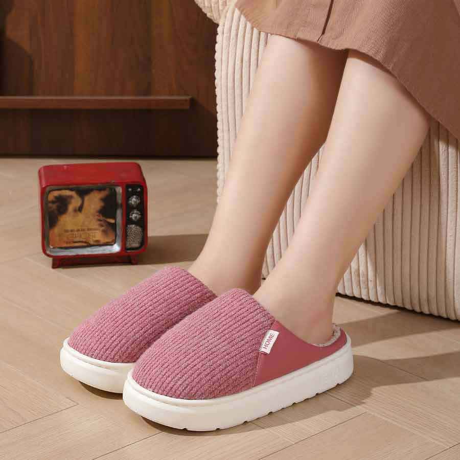 Winter Warm Plush Home Slippers Lightweight Thick Bottom Silent Non-slip Floor Bedroom Slippers Couple House Shoes