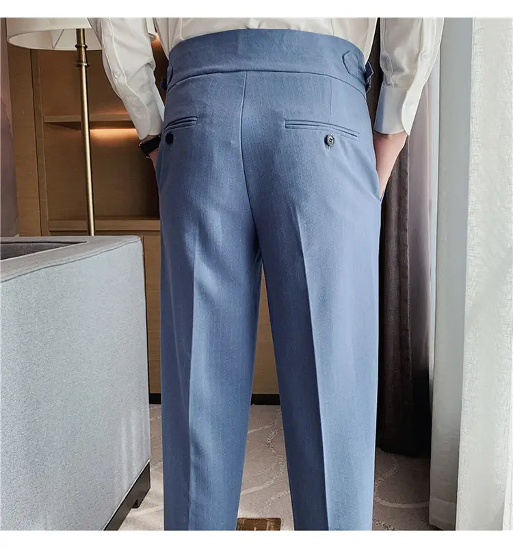 High-waisted Trousers Striped Casual Men