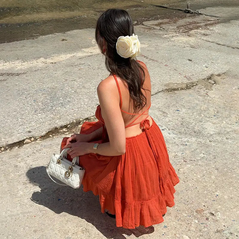 Hot Girl Backless Slim Fit Holiday Dress Women
