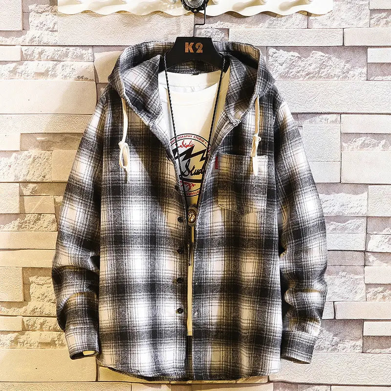 New Arrived Plaid Hoodie Sweatshirt Men