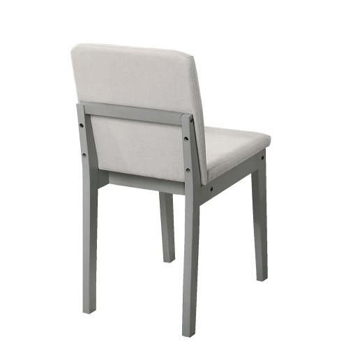 Grey Finish 5pc Dining Room Set Dining Table 4x Chairs Beige Fabric Chair