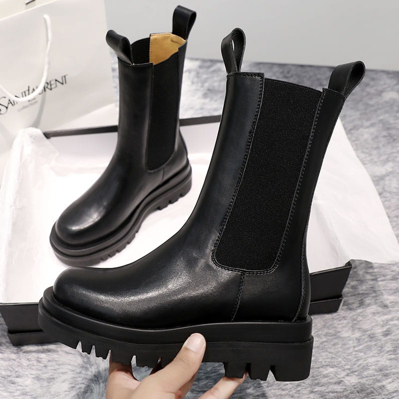 Trendy elastic women’s shoes slim leather ladies Martin boots