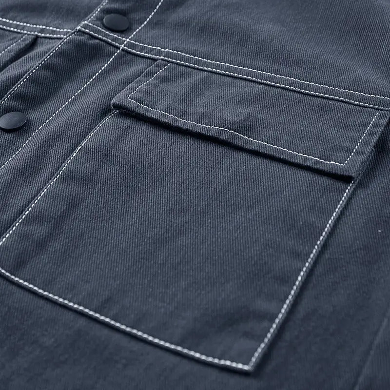 Spring New Denim Long-sleeved Shirt Men Washed Long Lining