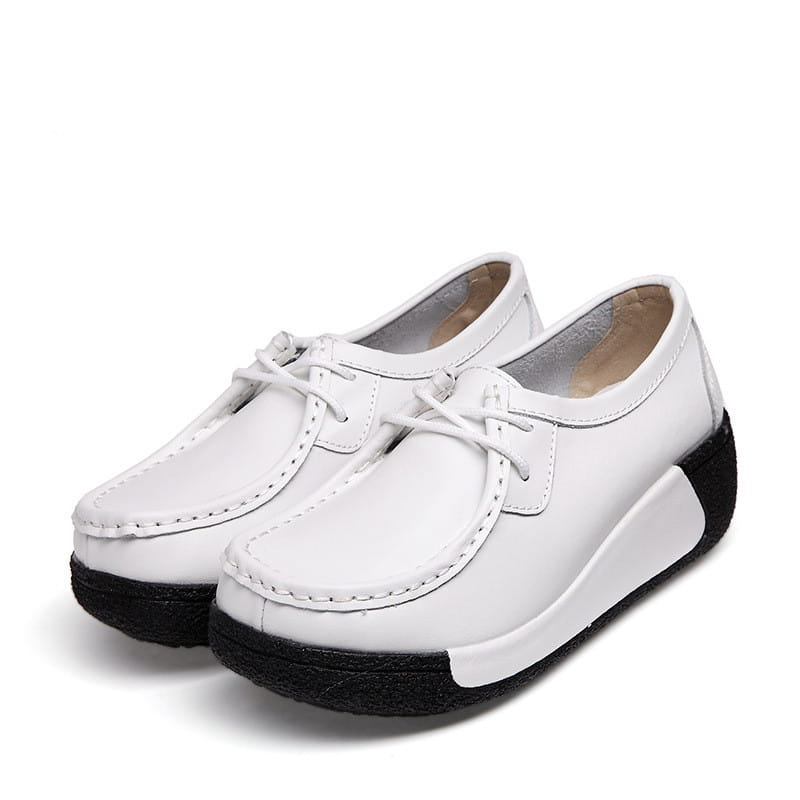 Direct manufacturers with thick soles muffin ladies casual shoes leather shoes with a solid set foot on behalf