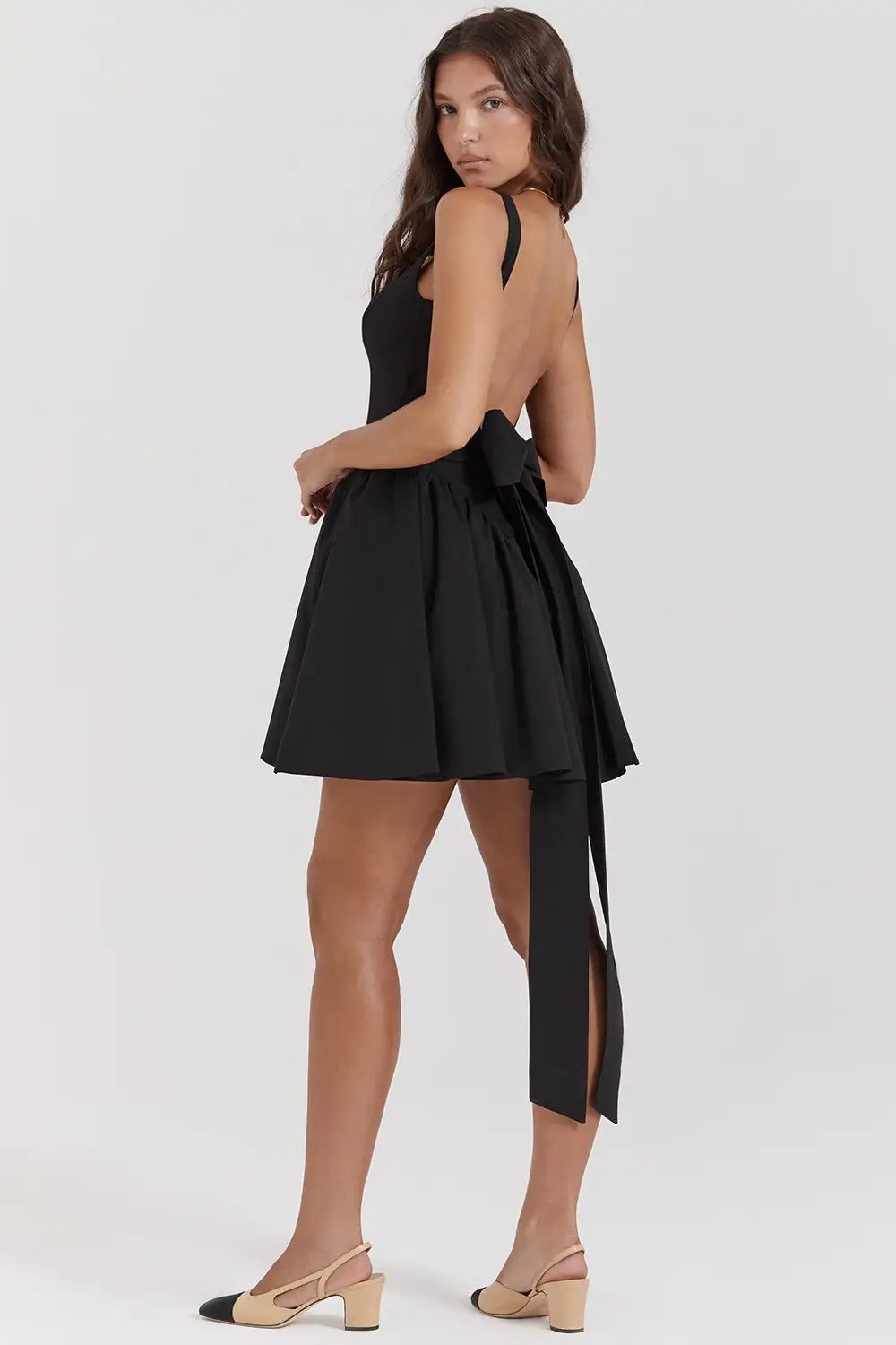 Square Neck Sleeveless Dress With Backless Bow Design Summer Fashion Slim Short Dresses For Women Clothing