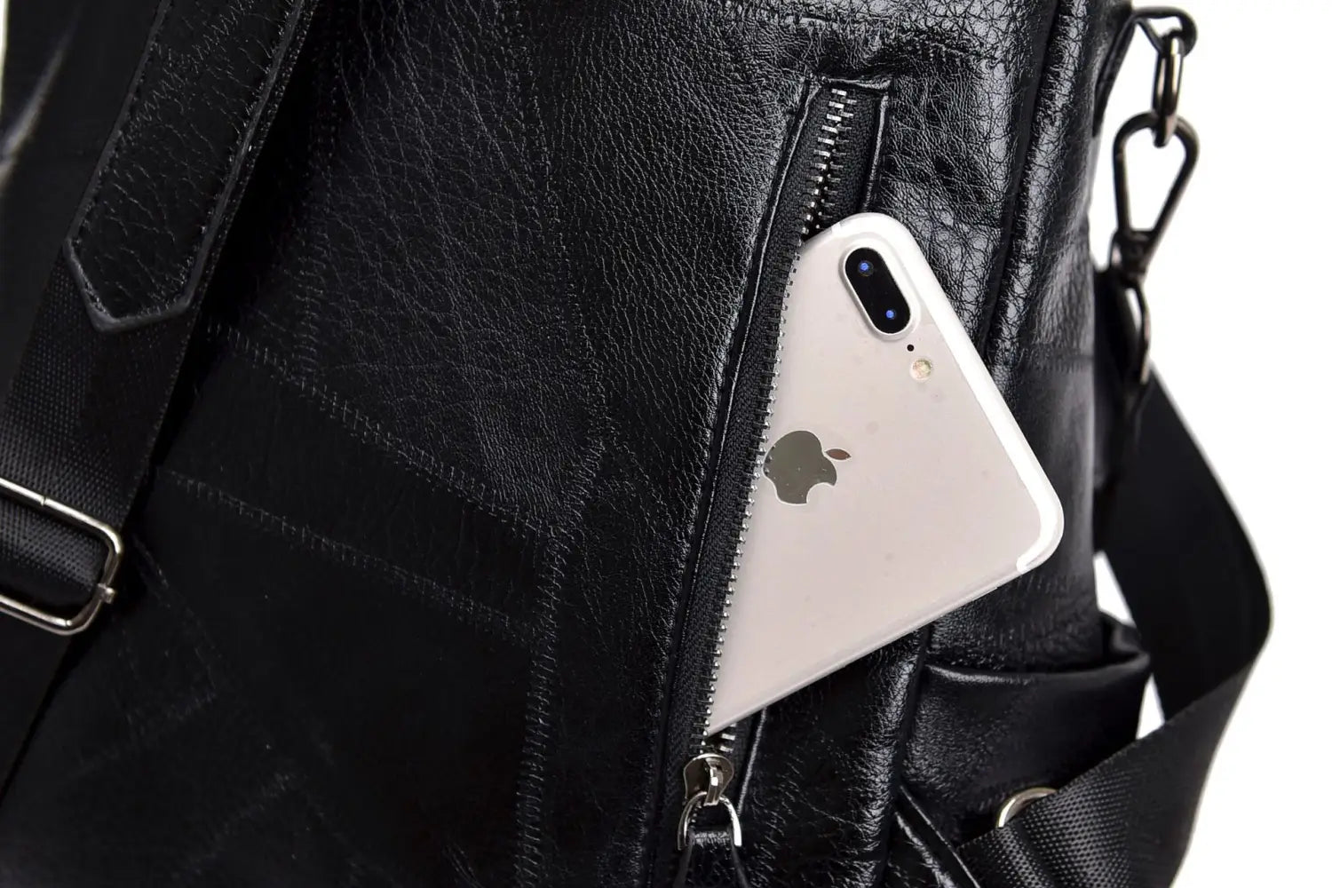 PU Stitching Leather Backpack