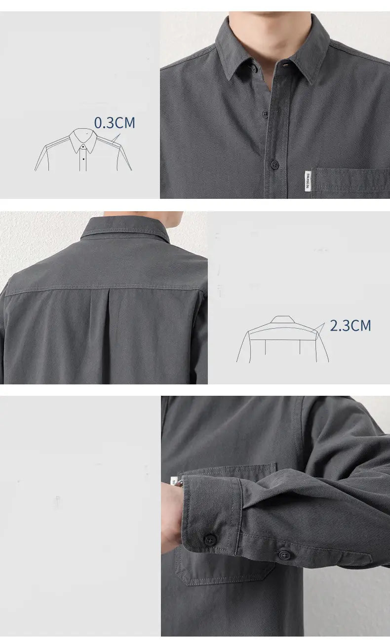 Solid Color Lapel Long Sleeve Shirt With Pockets Loose Casual Jacket Shirt Men’s Tops Clothing