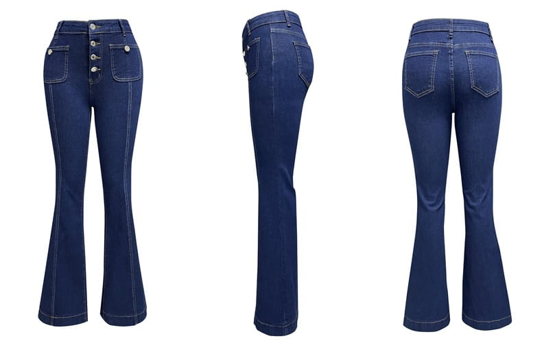 Women’s Patchwork Jeans Slim Fit Slimming Stretch Flared Pants