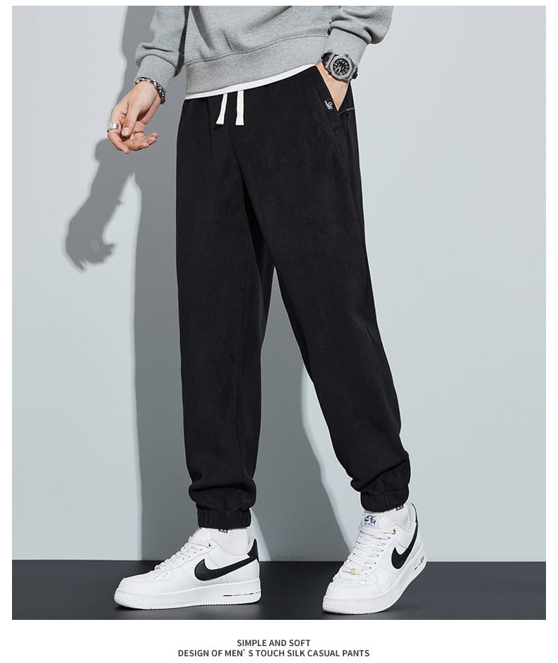 Thickened Outer Wear Loose Double-sided Velvet Ankle-tied Sports Pants For Men