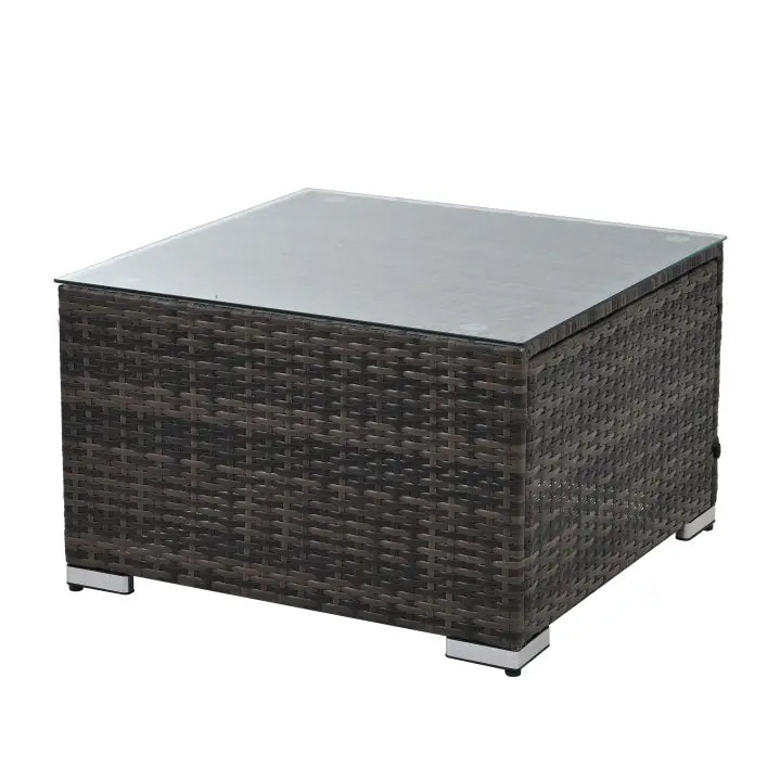 4 Set Wicker Furniture With Tempered Glass Coffee Table