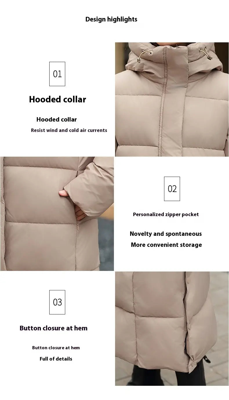 Women’s Super Long Down Jacket Winter Puffer Thick Coat Black Red Hooded Zipper Keep Warm Fall Winter Casual Clothes