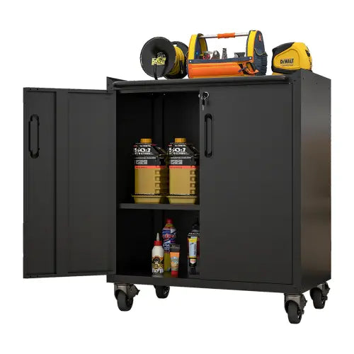 Heavy-Duty Metal Garage Storage Cabinet With Wheels