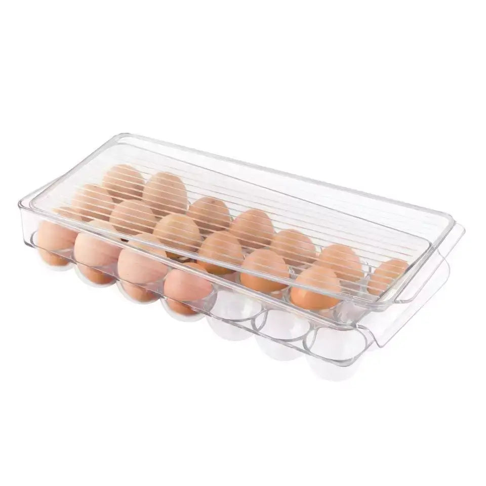 Transparent 21 Grids Refrigerator Egg Holder Box With Lid Kitchen Freshness Separated Storage Food Savers Tray Egg