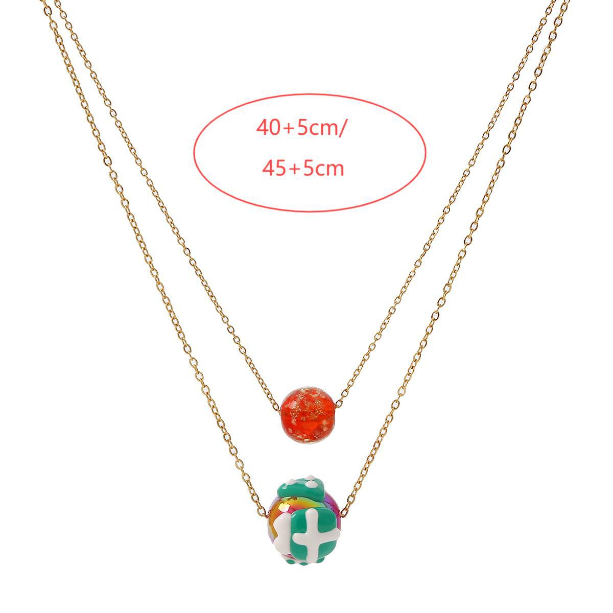 Christmas Luminous Necklace Fashion Niche Christmas Tree Santa Claus Round Bead Double-layer Necklace For Women Jewelry