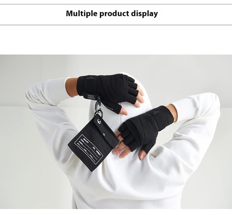 Sports Gloves Half Finger Men’s Fitness Boxing Bandage Wristband Integrated