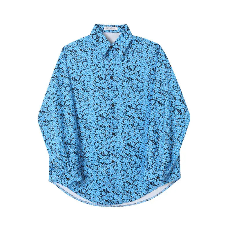 Ins Wind Net Red Dazzling Color Printing Long-sleeved Casual Shirt Men