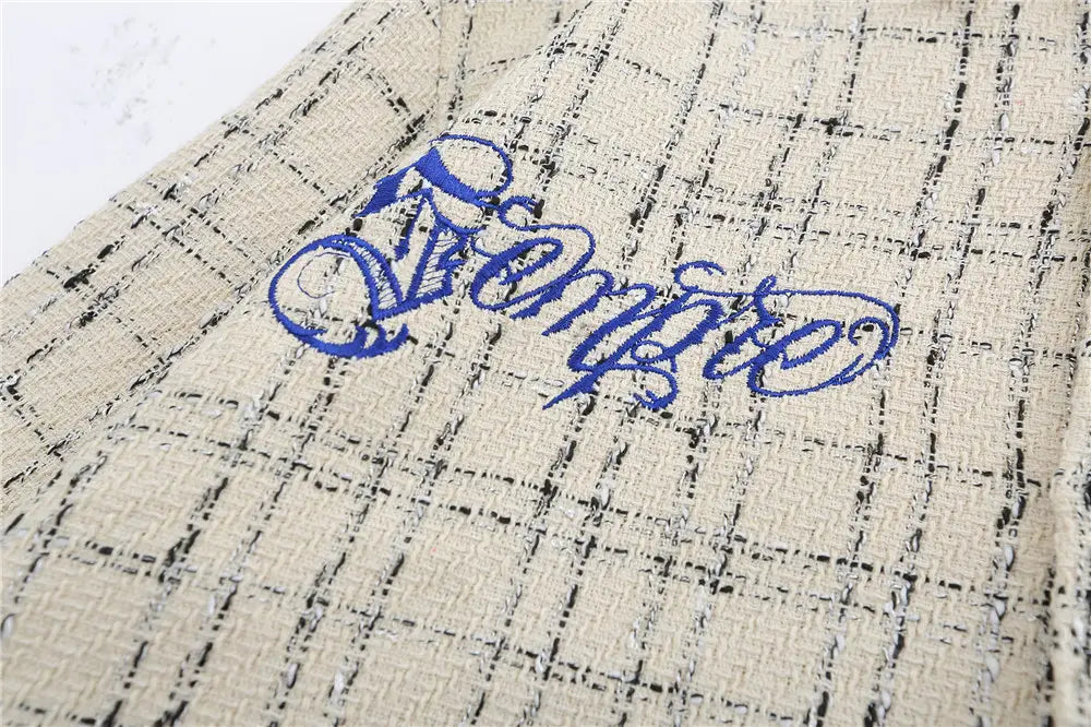 Spring Letter Embroidery Plaid Tide Long Sleeve Shirts For Men And Women