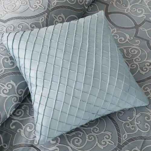 Comforter Set With Cotton Bed Sheets Blue Queen 12 piece