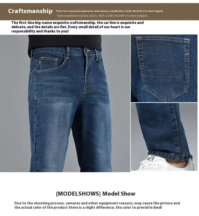 New Slim Fit Youth Casual Straight-leg Cotton Jeans Men