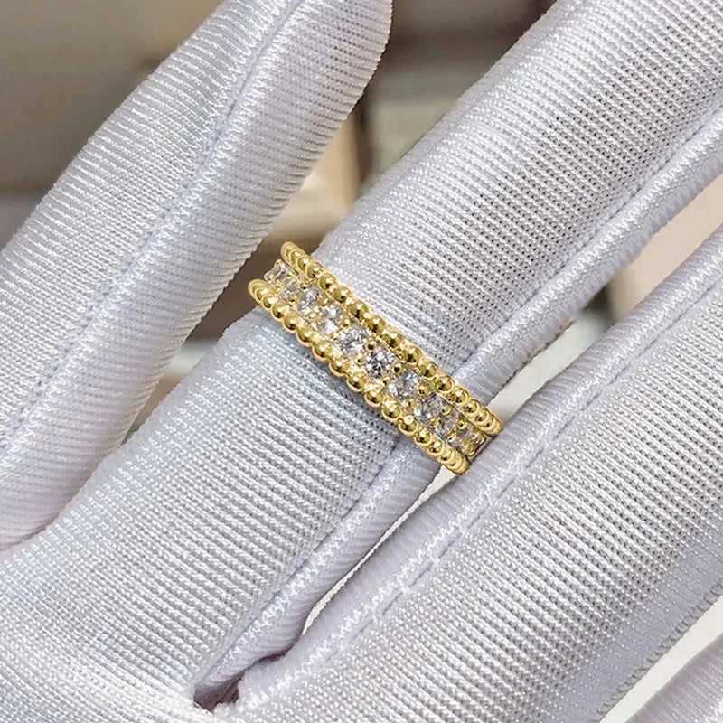 Full Diamond Geometric Ring Female Shiny Ornament