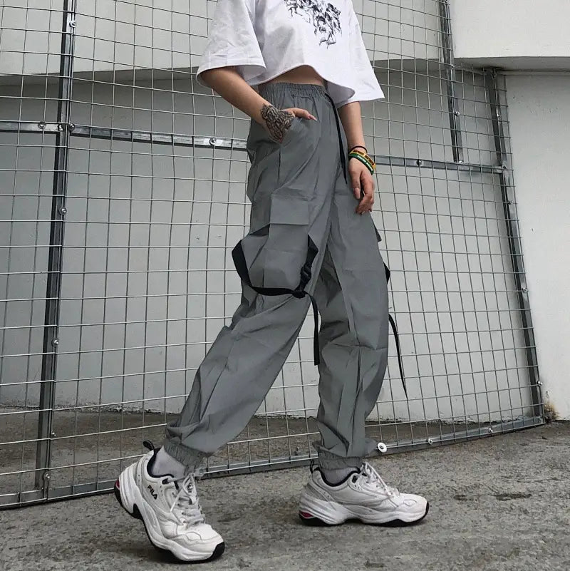 Women’s hip-hop reflective trousers