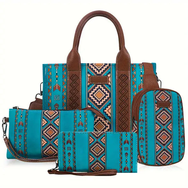 4Pcs Women’s Tote Bag Retro Work Bag Lightweight Bohemian Style Tote Bag - Womens tote bags - 5