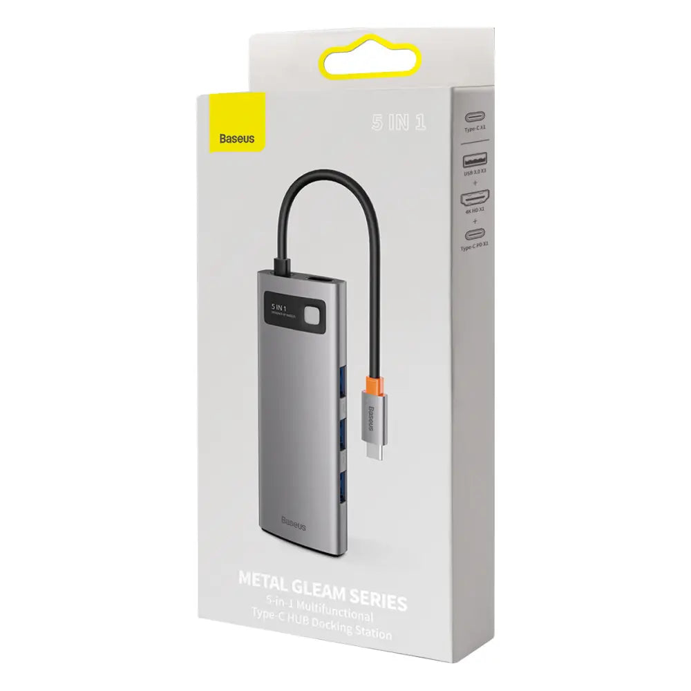 5 In 1 Multifunctional Type C HUB Docking Station Space Gray - Grey