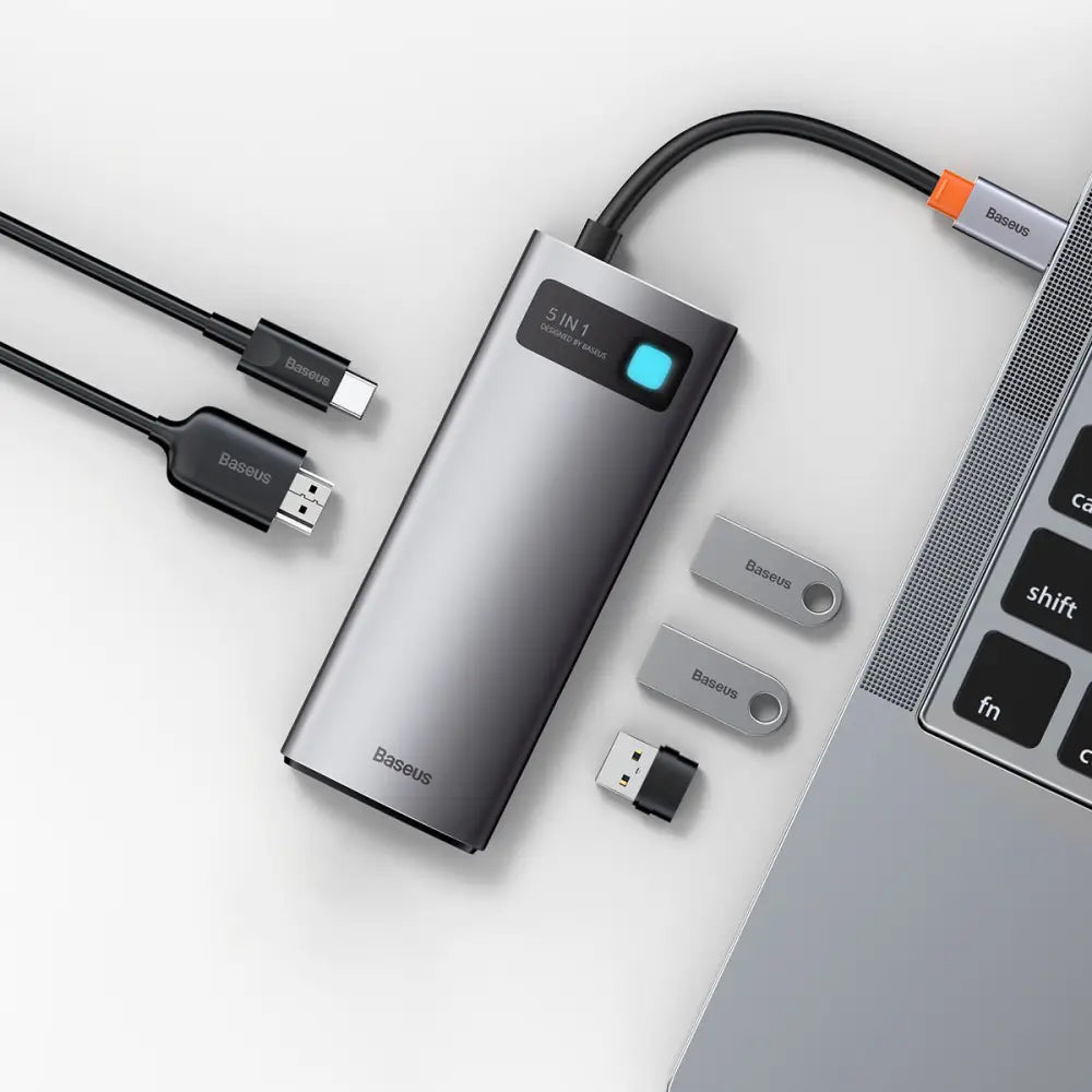 5 In 1 Multifunctional Type C HUB Docking Station Space Gray - Grey