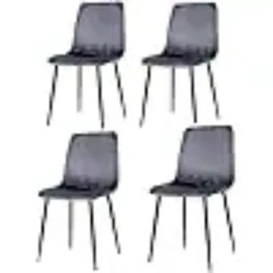 Kitchen Chair 4-piece Set With Upholstered Seat And Metal Legs