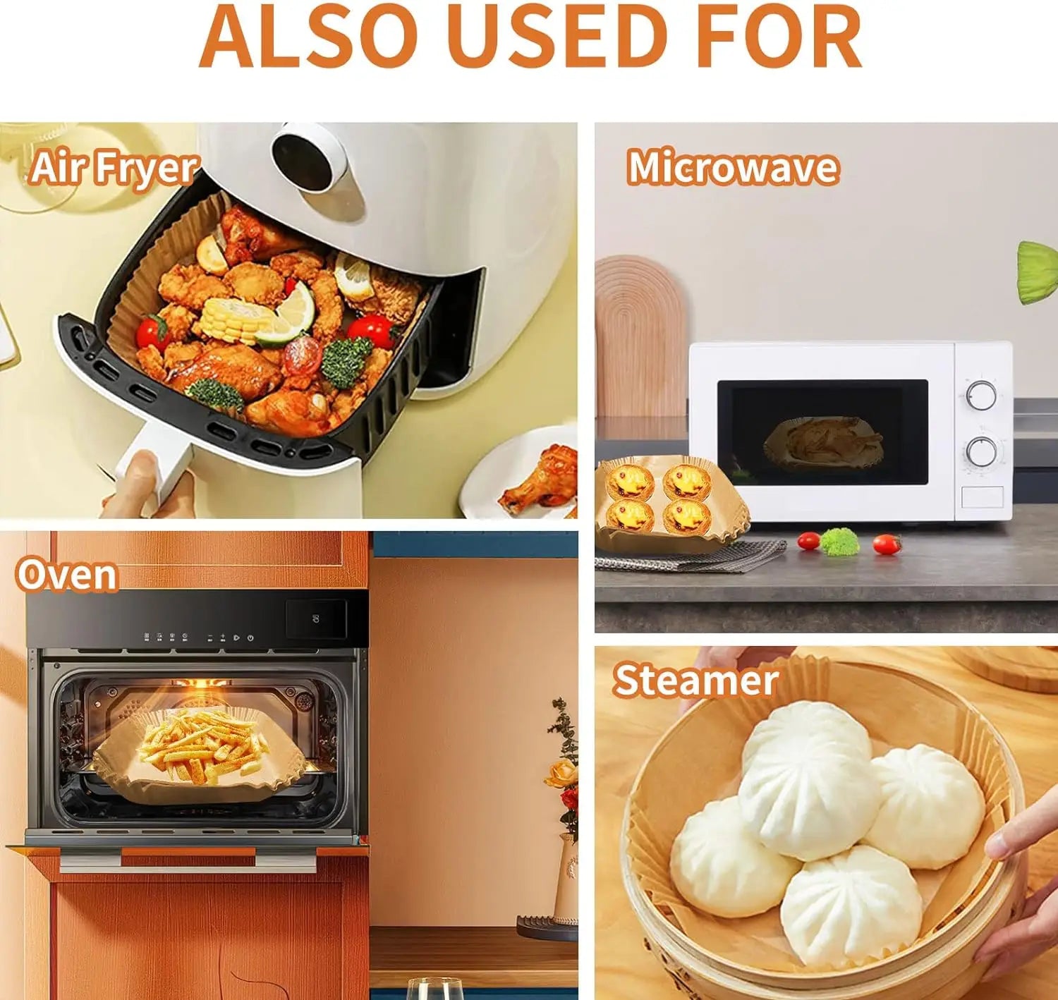 Fifty pieces Air Fryer Liner Baking Disposable Air Fryer Parchment Paper Multipurpose Oil-absorbing Paper Tray