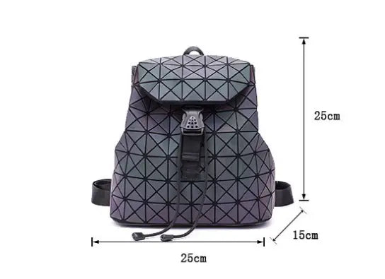 Luminous Geometric Plaid Sequin Female Backpacks
