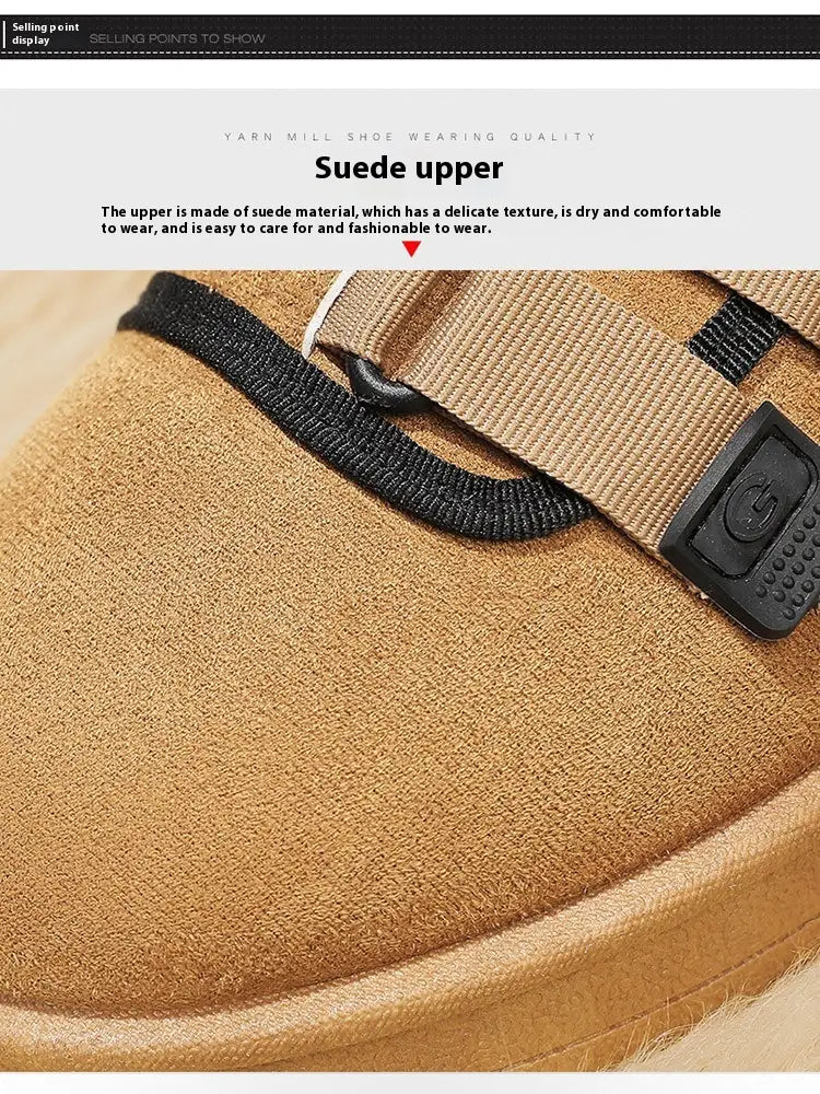 Winter Half Slippers Men’s Shoes Fleece-lined Thick