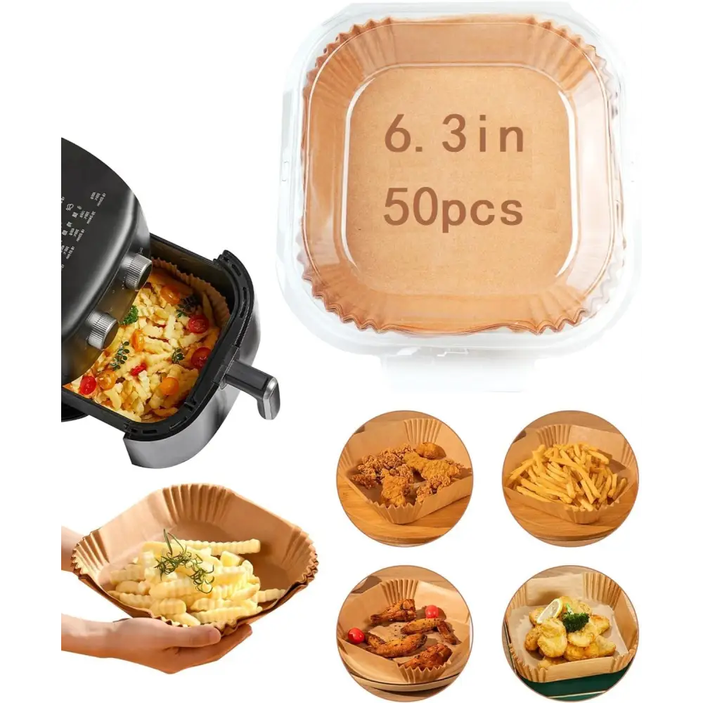 50pcs Air Fryer Liner, Baking Disposable Air Fryer Parchment Paper, Multipurpose Oil-absorbing Paper Tray - Beyond Trends Hub 