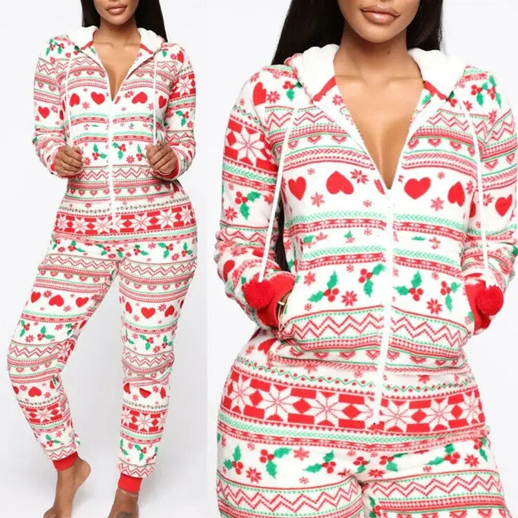 Hooded Nightwear for women Christmas Pajamas set