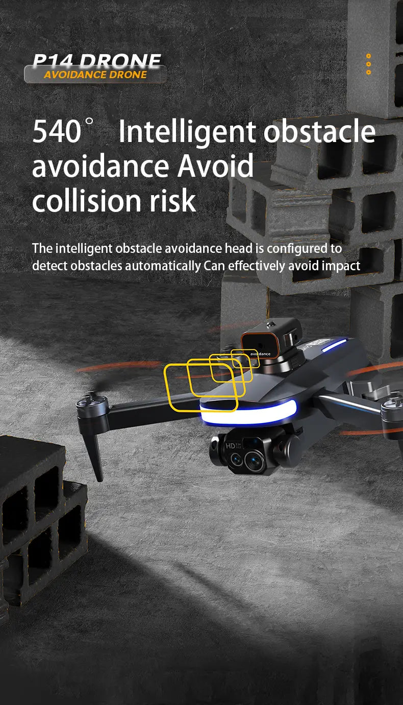 P14 Drone Long Endurance HD Aerial Photography Five Surface Obstacle Avoidance Quadcopter GPS Auto-Return Remote