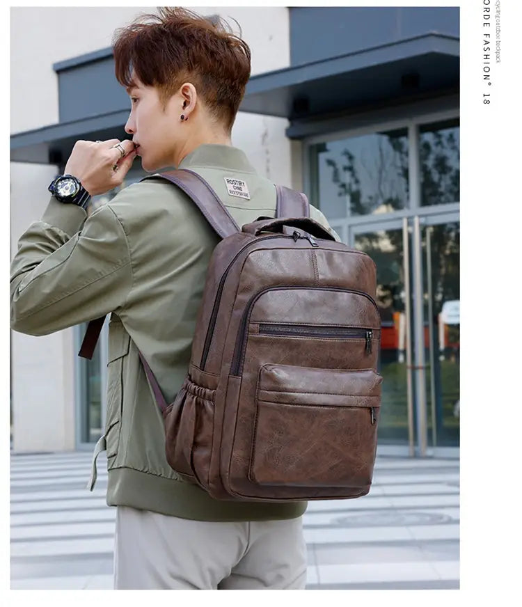Multi-functional Retro Leather Backpack