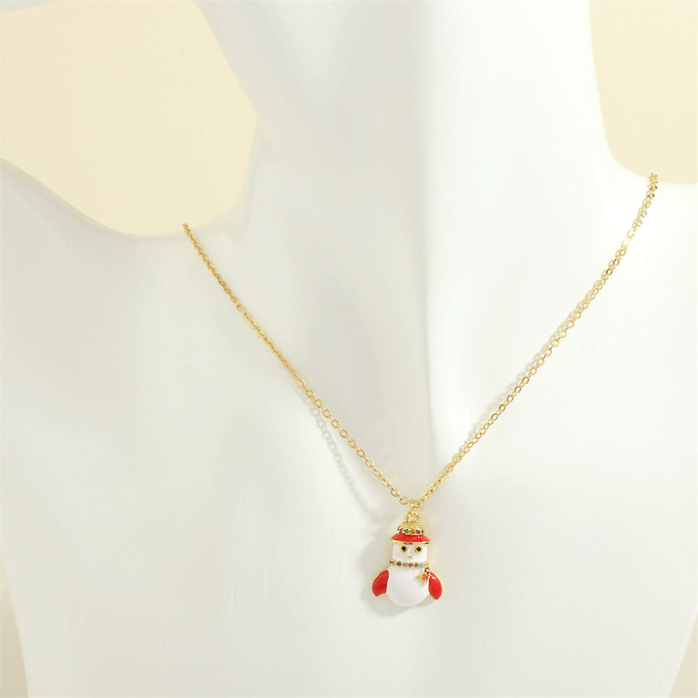 Christmas Tree Santa Claus Elk Snowman Oil-drop Necklace With Colored Rhinestones Ins Festival Clavicle Chain Necklace